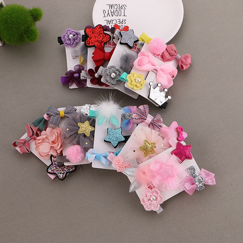 Baby Hair Clips 5pcs Bow Accessories